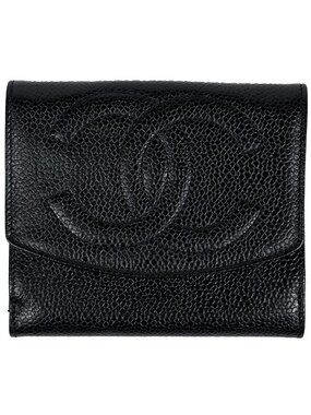 Chanel Bifold Wallet CC Logo Caviar Leather Black